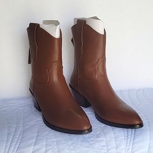 Western Cowboy Boots For Women Mid Calf Cowgirl Boots With Low Heel